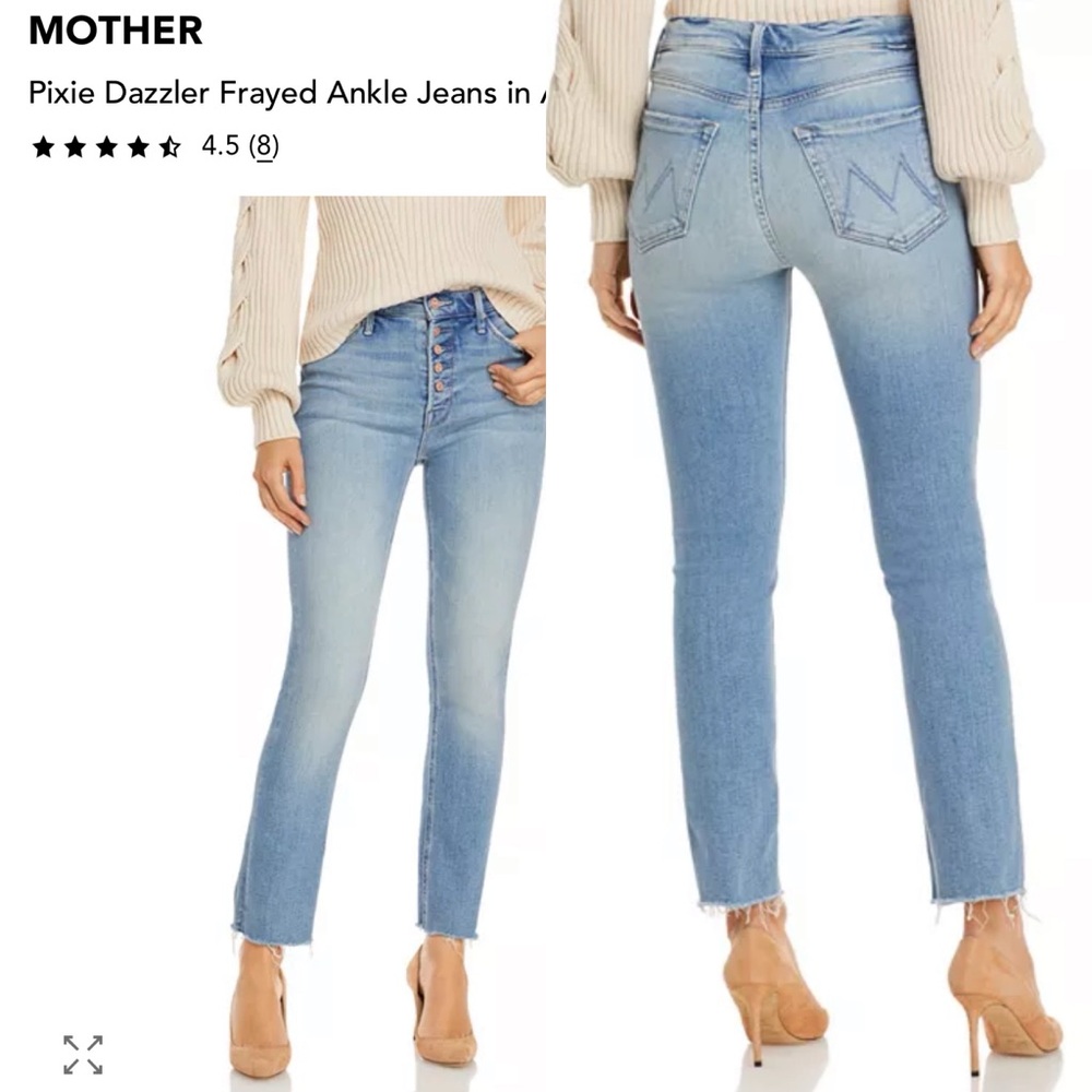 MOTHER Denim The Pixie Dazzler Ankle Fray Sz 25 Au Revoir Light Wash Jeans